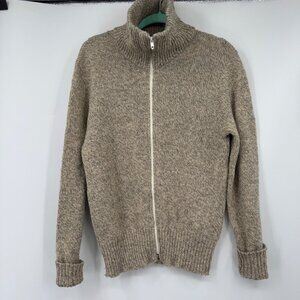 Vintage Shawl Fieldmaster Knit Wool Sweater  full zipper Mens Medium  Tan/Brown